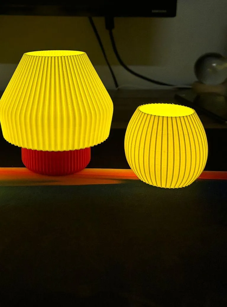 Fluted Tealight Lamp Set — Translucent PLA (white / natural)
